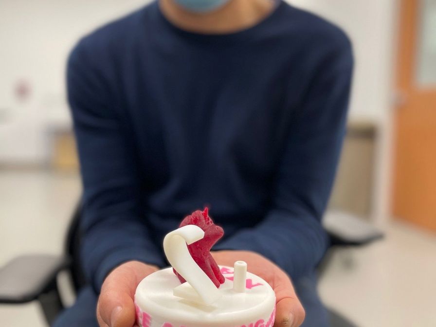 Seth D. Friedman, PhD, with a 3D printed unicorn, a gift for the patient’s two-year-old birthday.