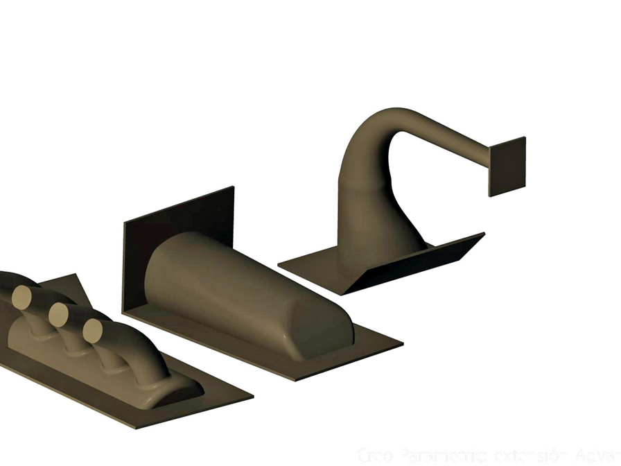 A 3D CAD render of the complex air
intake design, comprising several
individual components.