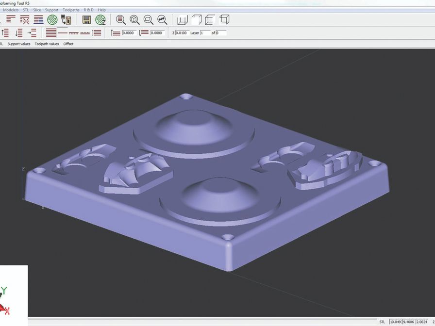 A horizontal orientation is recommended for most thermoforming tools.