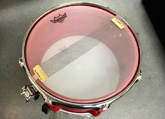 top down underside view of assembled drum