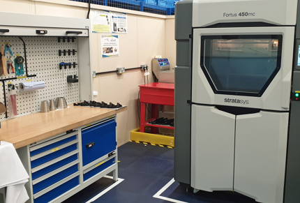 One of the 3D printed impeller casing design iterations, produced using the Fortus 450mc.