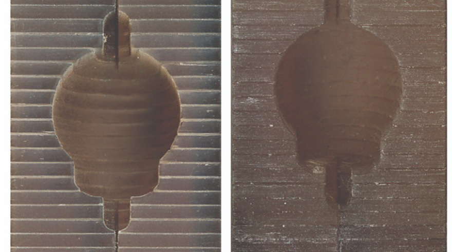 3D printed sectioning block used for rodent brain dissection. The slices created by the segmentation fixture are 2 mm thick and the slots allow a 200 micron blade.