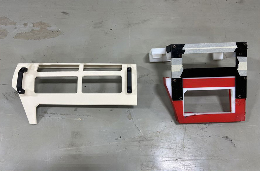 The old multi-part tool on the right, the 3D printed tool on the left.