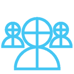 Expert team blue icon