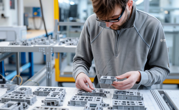 worker sorting parts from materials for manufacturing | Stratasys Direct