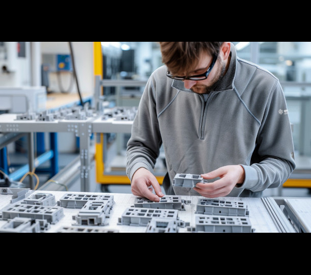 worker sorting parts from materials for manufacturing | Stratasys Direct