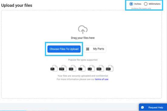 choose upload and select measurements RapidQuotes