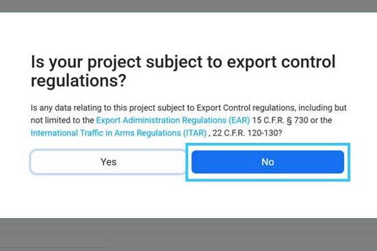 Select no export control in RapidQuotes