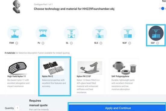 Select Materials SAF Nylon PA12 in RapidQuotes