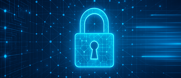 blue lock to depict cybersecurity and 3d printing