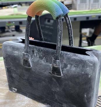Before the finishing process of the PolyJect Ashley Alleyne Handbag