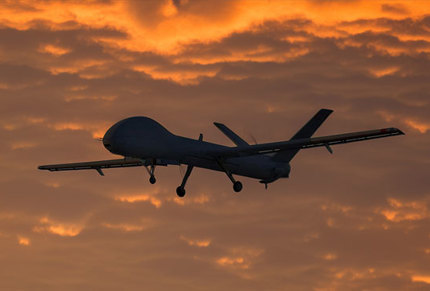High-performance UAV soaring above the horizon, illustrating the impact of 3D-printed components on drone design and efficiency.