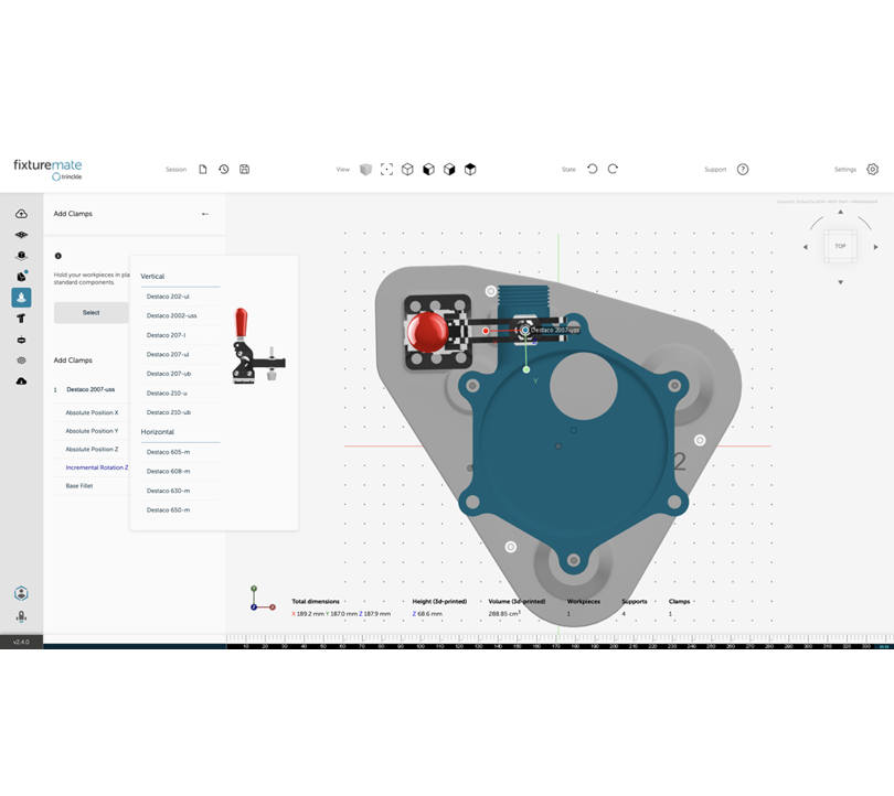 Clamp designed with fixturemate and Stratasys GrabCAD